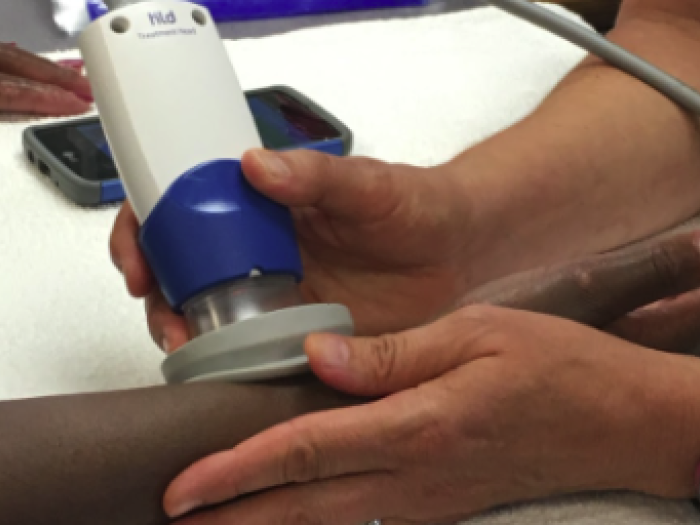 Doctor hand examining patient cuff