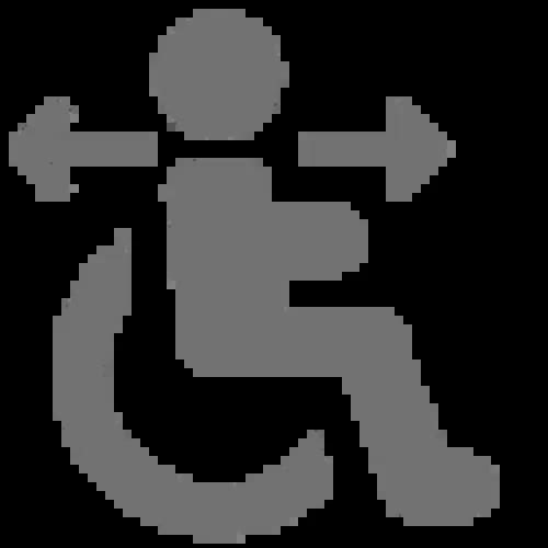 A Gray Icon of Wheeel Chair and two arrows