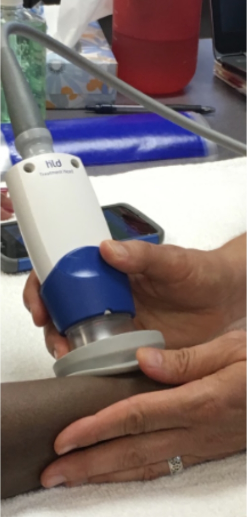 Dr. Hands on cuff making an ultrasound