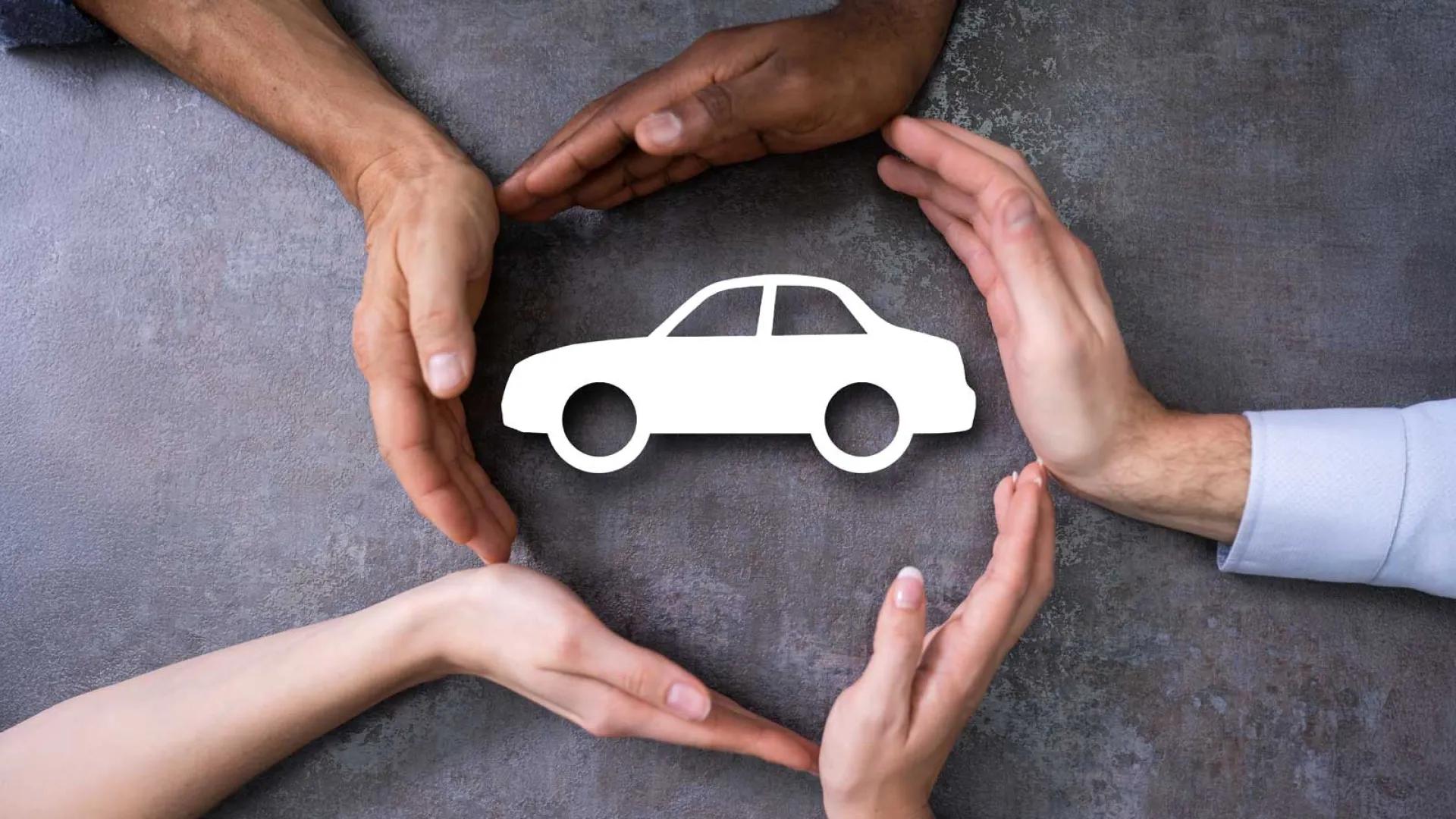 Five Hands Circling White Car Cutout Image