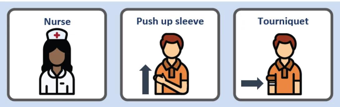 nurse, push up sleeve, tourniquet