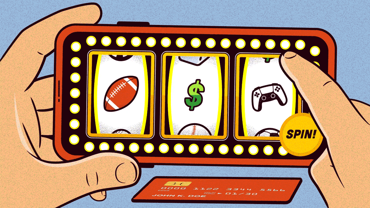gambling app finger pressing spin