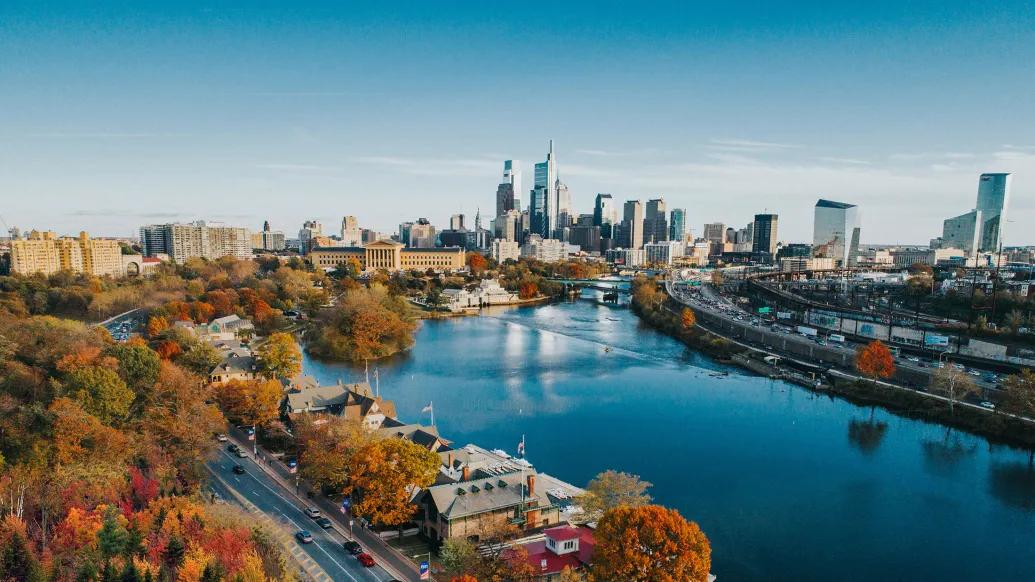 river with philadelphia skyline in the background