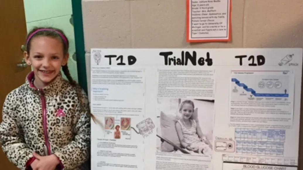 U-M patient Ashlynn B. and her TrialNet science fair project