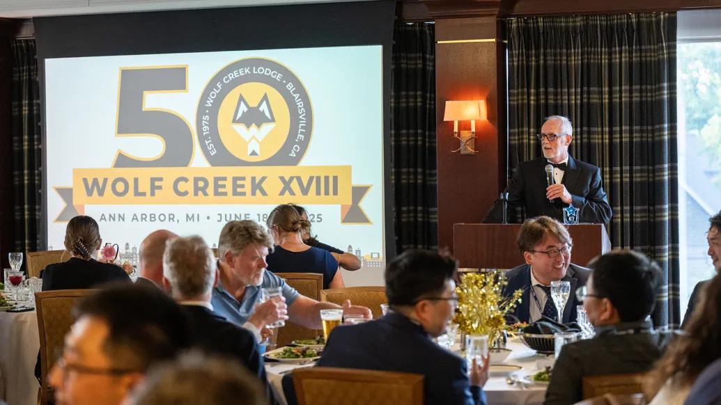 Dr. Robert Neumar gives the opening remarks during the Wolf Creek Conference 50th Anniversary Gala.