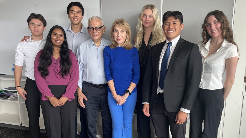 Joel and Shelley Tauber with the 2025 Tauber Family Interns