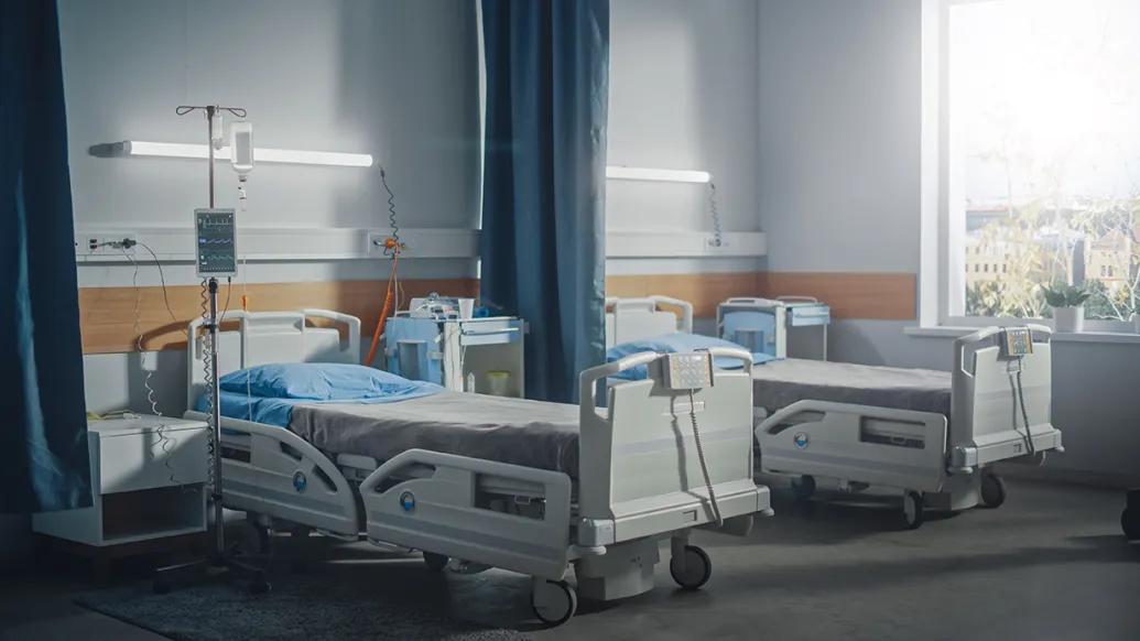 Hospital room with two beds