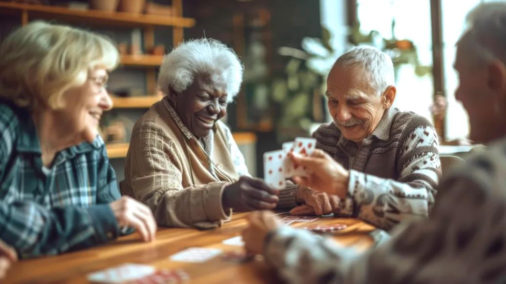 a group of older adults playing cards 