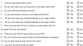 questions from the Michigan Neuropathy Screening Instrument