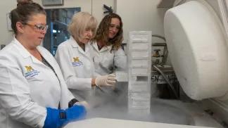Crystal Pacult, Eva Feldman and Stacey Jacoby in the ALS Biorepository