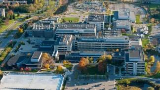 Overhead shot of cardiac surgery buildings