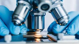Person using a microscope