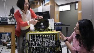 Team members working on histotripsy