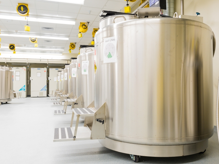 Photo of CBR liquid nitrogen tanks in the storage room