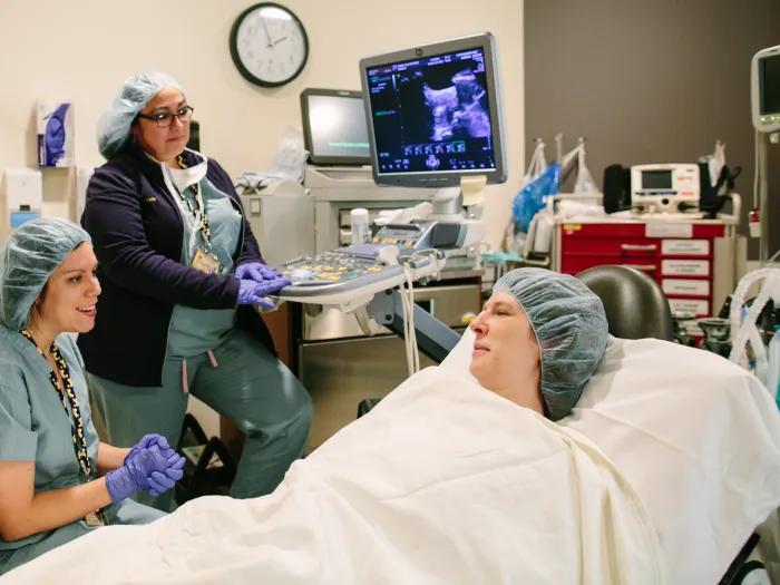 patient laying on table in obgyn clinic 