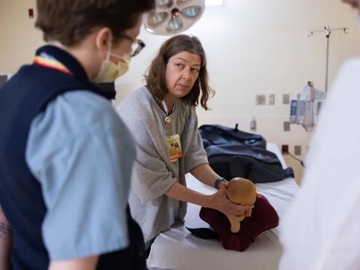 Doctor demonstrating a clinical demonstration 