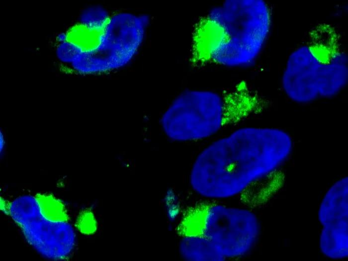 nanoparticles floating green blue