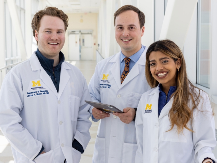 Neurology residents standing together in the hospital