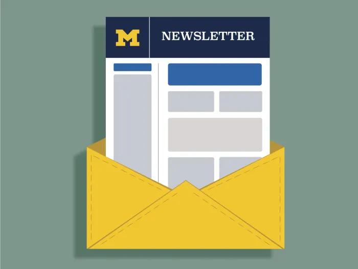 Newsletter popping out of an envelope
