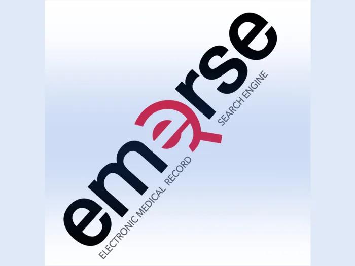 Logo for EMERSE, which stands for Electronic Medical Record Search Engine, with the letter 'e' stylized as a magnifying glass