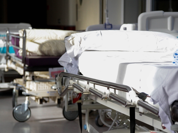 hospital beds in hallway