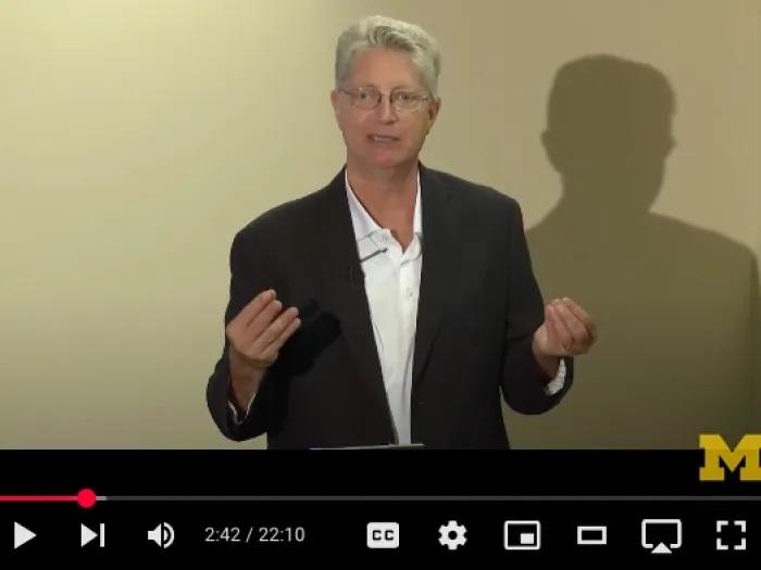 Video player controls and picture from pain course