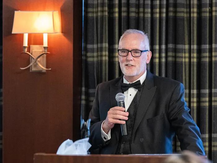 Dr. Neumar speaking to attendees at the Wolf Creek 50th anniversary celebration gala, hosted June 19, 2025.