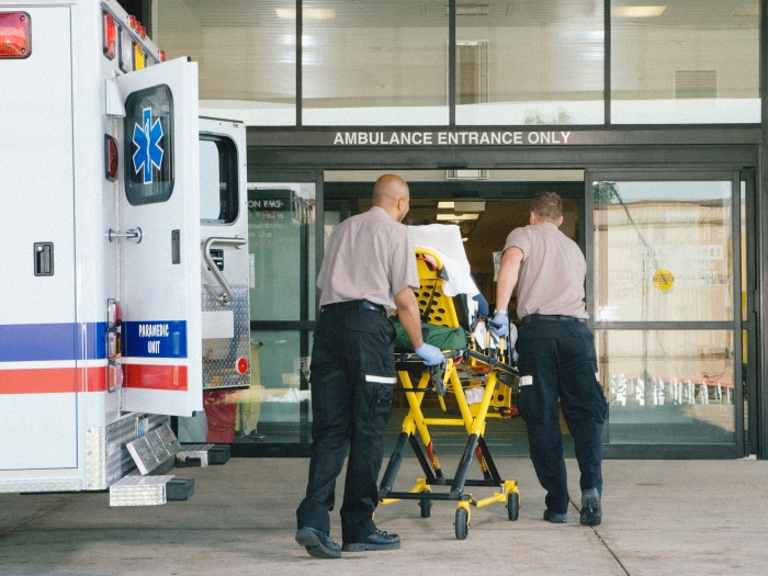 ambulance going into hospital