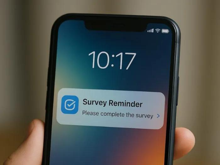Image of a smart phone with a reminder notification on screen