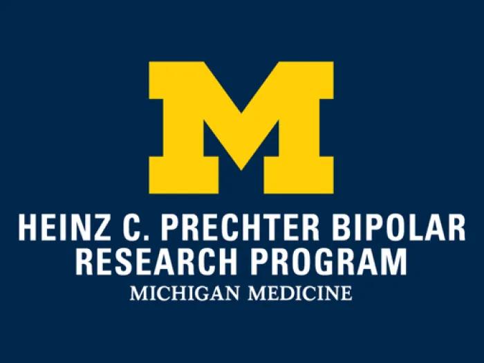 Heinz C. Prechter Bipolar Research logo with the University of Michigan block M on a dark blue background