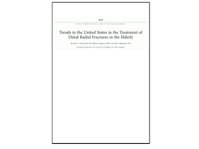 Trends in the US in the treatment of distal radius fractures in the elderly publication cover