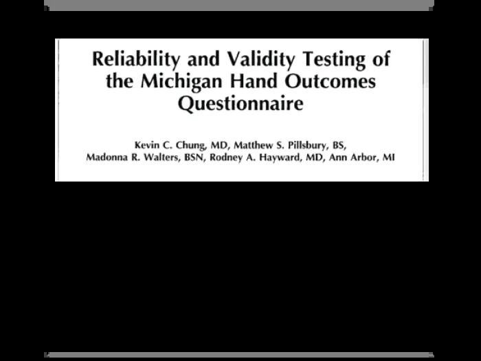 Reliability and Validity Testing of the Michigan Hand Outcomes Questionnaire