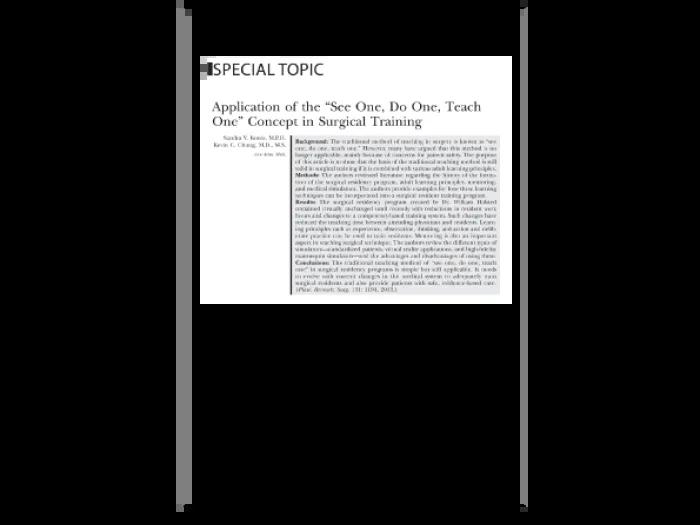 Application of the “See One, Do One, Teach One” Concept in Surgical Training