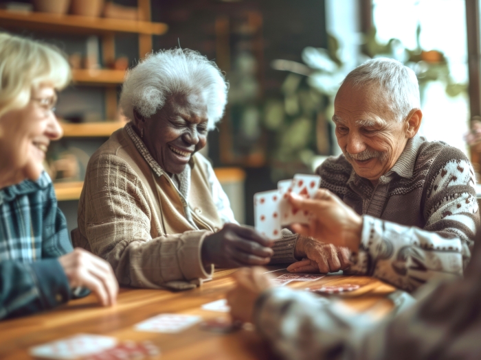 a group of older adults playing cards 