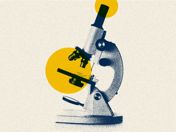microscope drawing yellow navy
