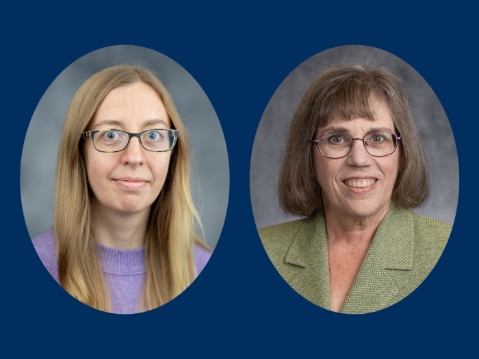 headshots of two promoted faculty members