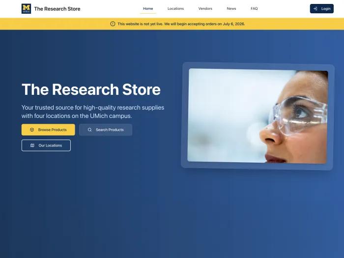 A view of the new landing page