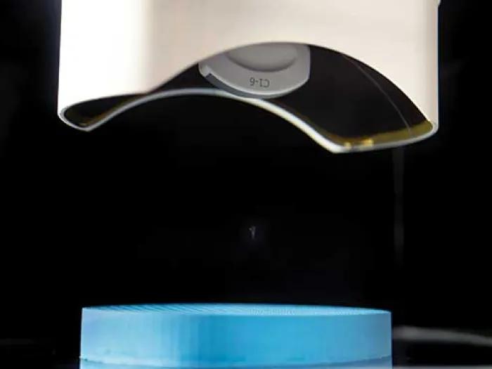 Close-up view of the histotripsy device