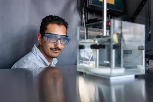 male Endourology researcher in the lab