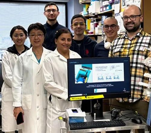 Team training on a new instrument to enrich for live cells- allowing us to improve the quality of patient-derived material and study cells that survive therapy