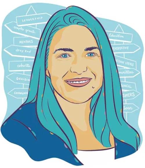 Colored sketch of Alison Mondul, PhD, MSPH 