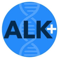 The logo for the ALK+ organization.  Name on a blue background