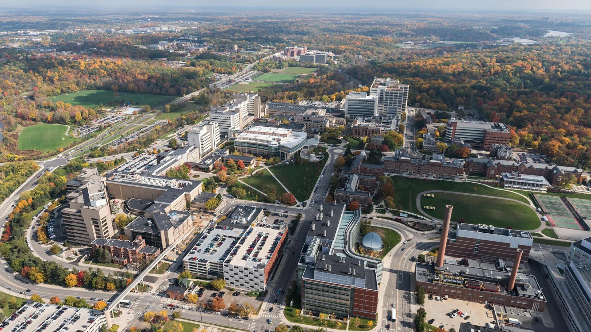 aerial photo of the medical school campus