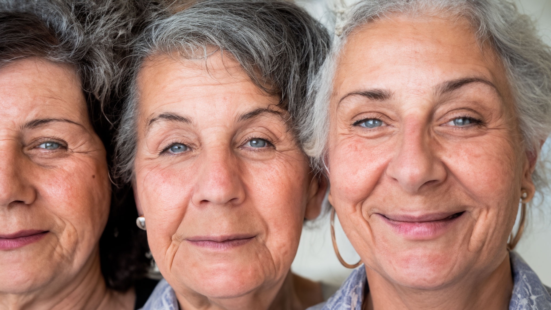 faces of three older women