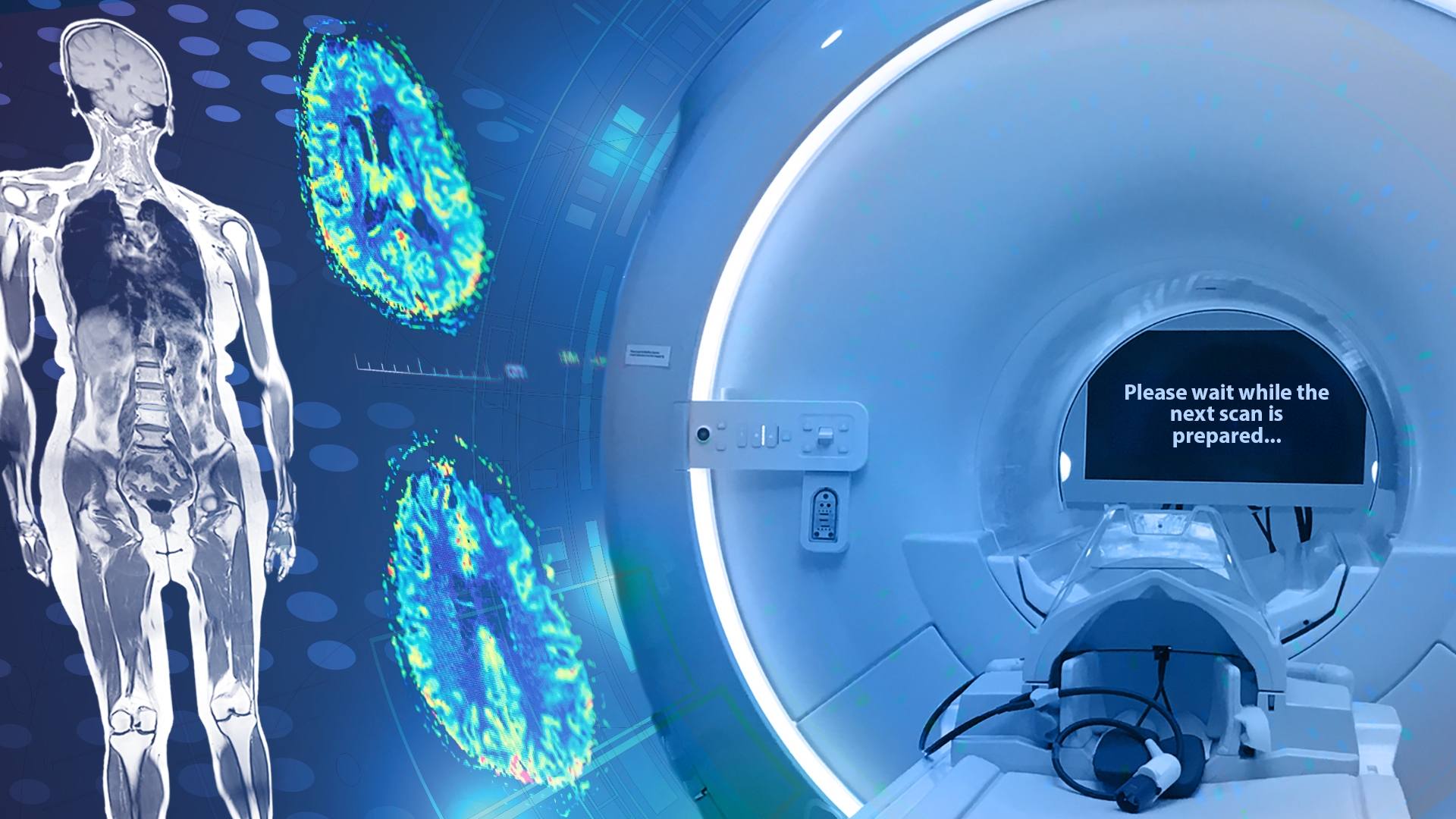 MRI machine with an MRI Image from body and head
