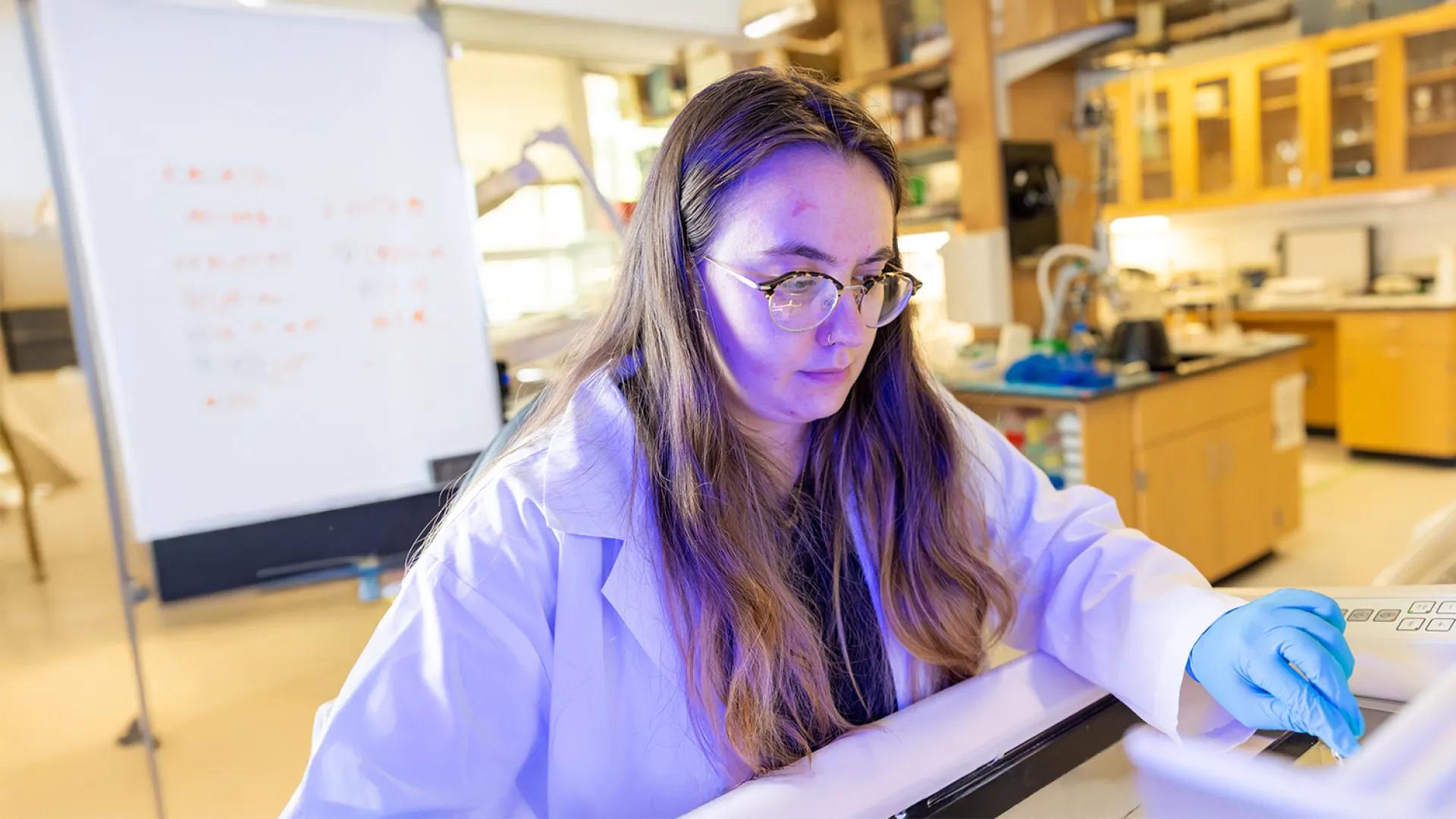 close-up of researcher working in a lab