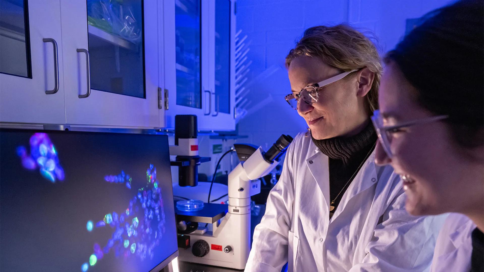 two researchers working in a lab