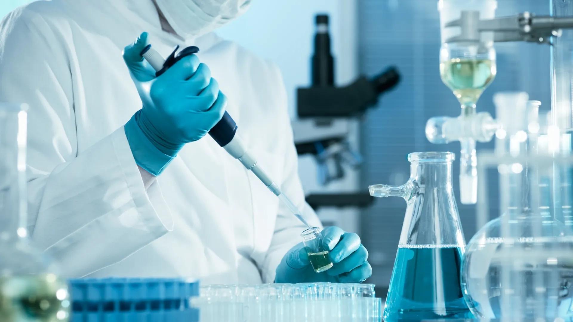 Person working with equipment in a lab