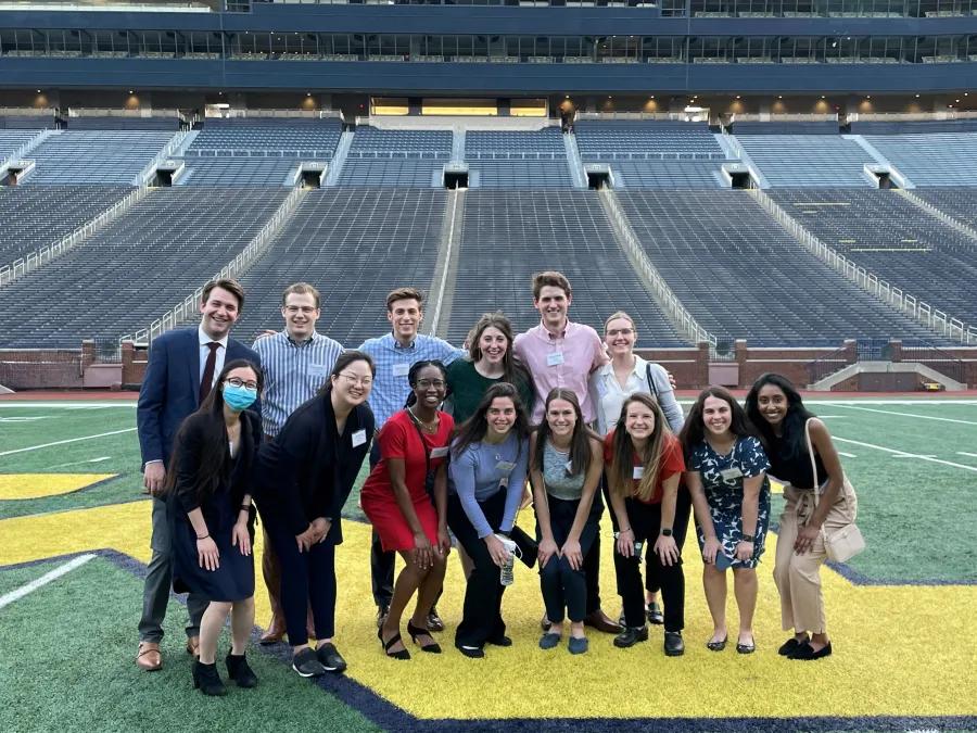 Students at the U-M Big House football stadium