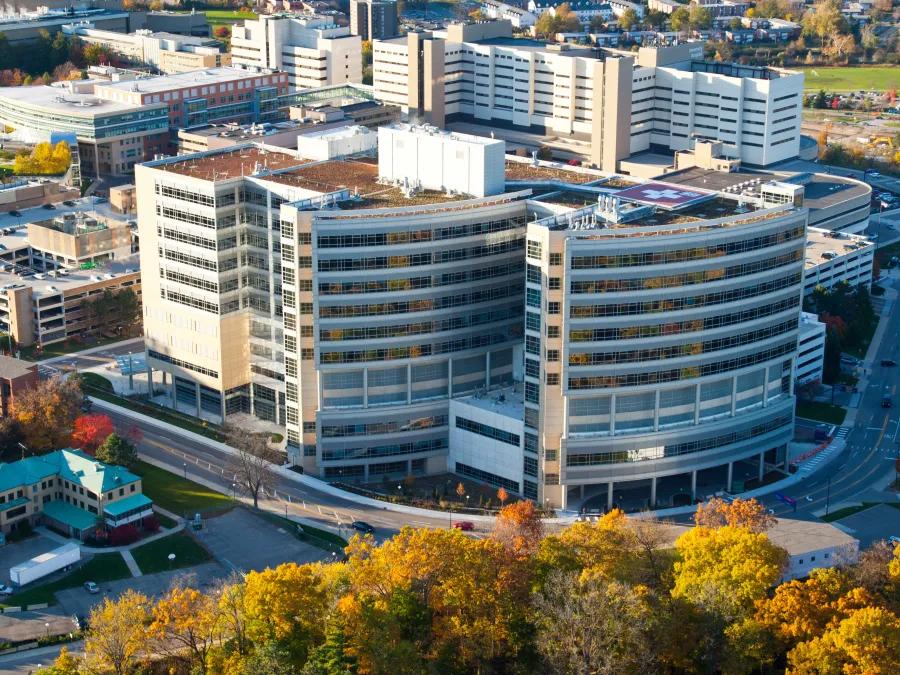 Aerial view of Mott Children's Hospital